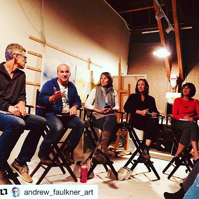 Fun to be included on an artists panel discussion of “Instagram for Artists” hosted by the @icbartists in Sausalito. Learned about storytelling and artistic presentation from my fellow artists. Thanks to @bibbygart and the @icb_winter_open_studios for organizing the evening. .. . @andrew_faulkner_art ・・・ Great Instagram talk @icbartists by @nicholaswilton @katezimmerart @elleluna @brianhuberart