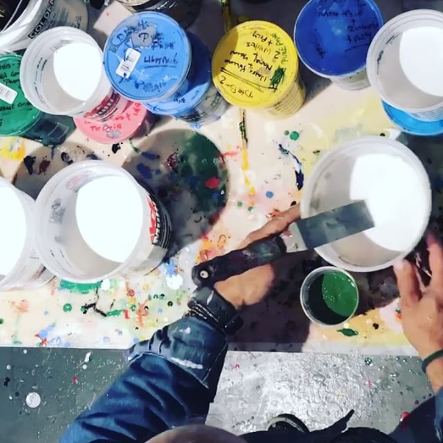 In the studio: Looks quick and easy - Mixing a few gallons of paint. 10 colors mixed in no time at all in this timelapse video. Squeezing in some late night studio time before 3 shows in a row. Thanks for following my art adventures on Instagram. Stay tuned for more vids from the studio. Hope to see you at @icb_winter_open_studios this Friday through Sunday. . . . Three upcoming shows: . @icb_winter_open_studios December 1-3 in Sausalito. . . . @spectrummiami during @artbasel in Miami December 7-10th Both 811 with @adcfineart . . and @startupartfair in Venice beach at the Kinney - Los Angeles January 26-28. . .