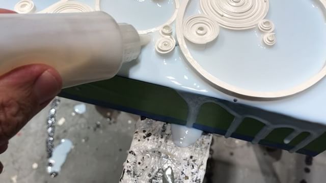 In the studio: Quick vid of putting the 1st coat on the edge of a small test piece. Color fills are next. This is one of the prototypes for a number of pieces for upcoming shows and clients. Stay tuned for more art vids of the finished pieces. Thanks for following and commenting. . . .