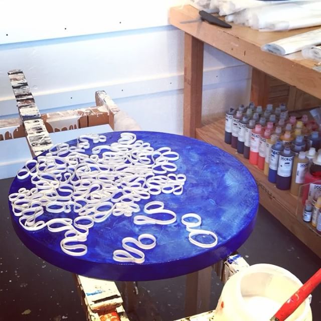 In the studio: Time lapse vid of a small piece being textured. I enjoy the freehand layout on these Circle Back and Braided series pieces. I've moved from this two foot size panel to seven foot rounds now! Go big Happy Saturday y'all