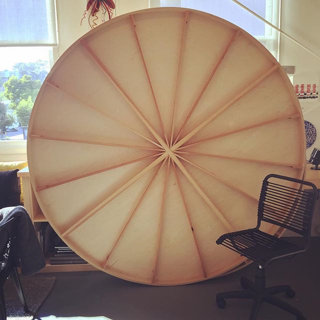 In the studio: getting harder to ignore the giant project looming over this corner of the studio. Time to jump into the deep end of the pool. 84" (2.1m) round panel almost too pretty to paint. . . . .