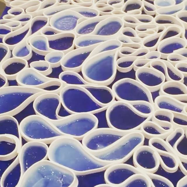 In the stupid: quick closeup of texture on new 47" round. Finished piece will be shown next weekend at my San Francisco open studios event @mcroskeymattresssf 3rd floor event space 11am to 6 pm Saturday and Sunday