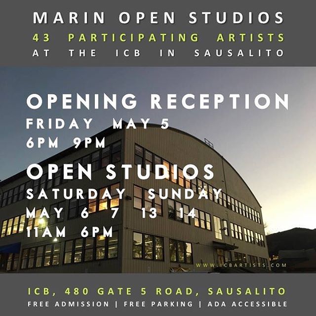 Opening reception tonight at 6pm. Please join me and the 40+ participating artists at the ICB in Sausalito CA for two weekends of Marin Open Studios. . May 6 & 7 and 13 & 14 from 11am-6pm. A fun art filled experience. . . 480 Gate 5 Rd, Studio 275 Sausalito CA . . .