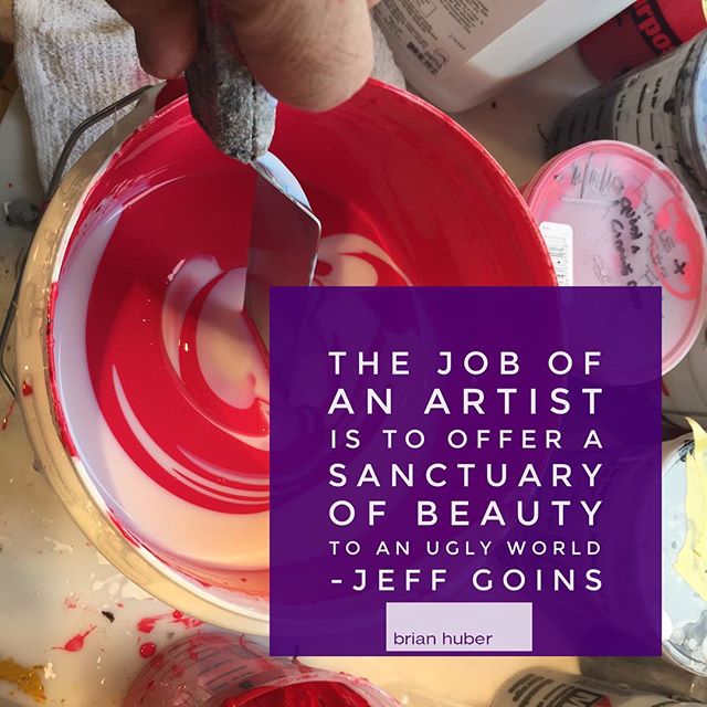 Quote of the day: The job of an artist is to offer a sanctuary of beauty to an ugly world - Jeff Goins. Jeff Goins is a writer and speaker on topics including creativity and making a difference.