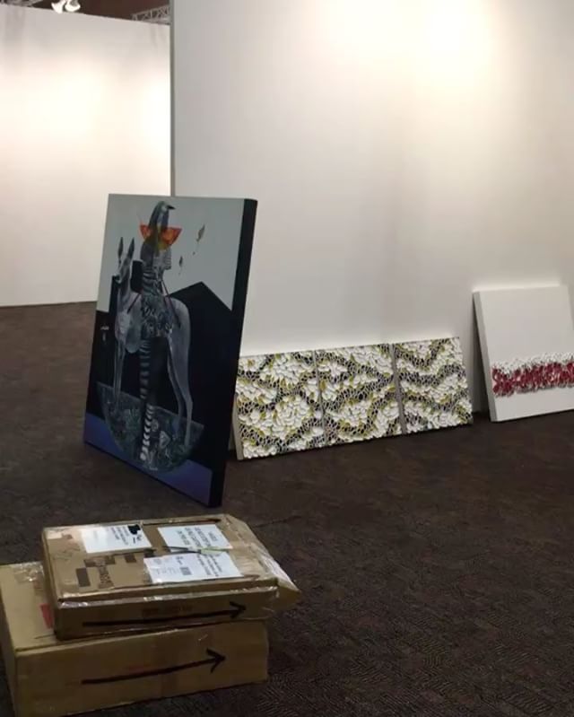 Setup day at @artpalmsprings 3 new pieces from my Braided Series will be on display. Honored to be shown by the Jorge Mendez Gallery @jorgemendezgallery in Booth 300. First Look opening reception is this Friday, February 16th • 6pm to 10pm. The show is open February 16th through February 19th. Busy week in Palm Springs with @modernism_week and the long Presidents day weekend. Art Palm Springs is at the Palm Springs Convention Center – 277 N Avenida Caballeros, Palm Springs, CA 92262 art-palmsprings.com