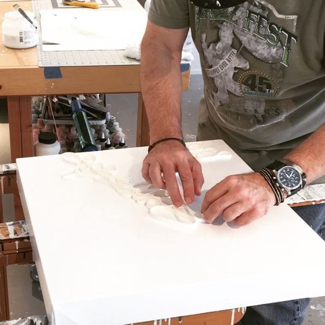 Time lapse Tuesday ! Not sure if that's a thing! Time to get back to laying down some texture on a series of four panel paintings. Great to be back in studio and cranking up the tunes and work flow. . . .