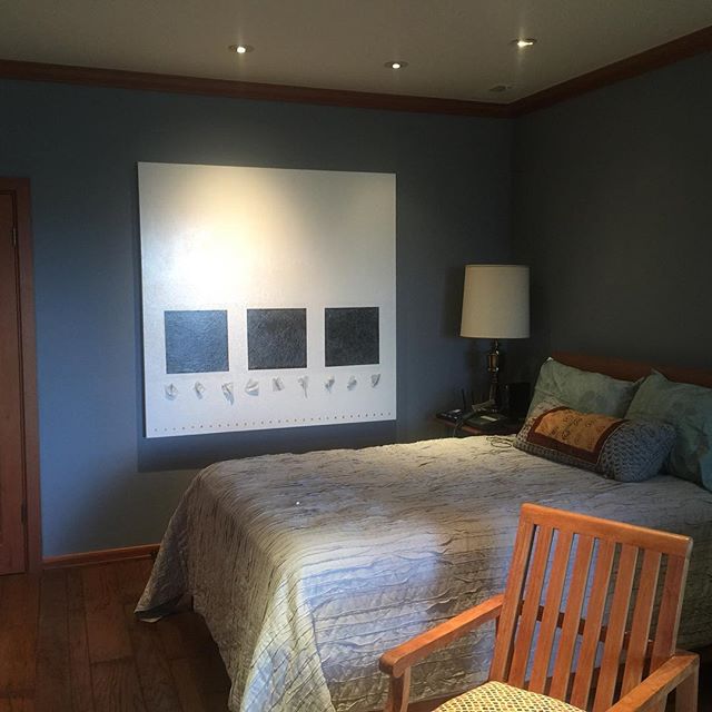 Today in the studio: Always rewarding to see my work in a new home. Today delivered "Blocked Passage" a 60x60 piece to a collectors residence in Tiburon Ca.