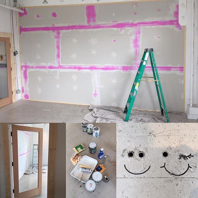 Today in the studio: getting ready for a new artist tenant to move into the corner studio. My sheetrock finish skills are a bit rusty but I do know how to paint! Space has great light and I'm looking forward to having a talented artist in this redone spot.