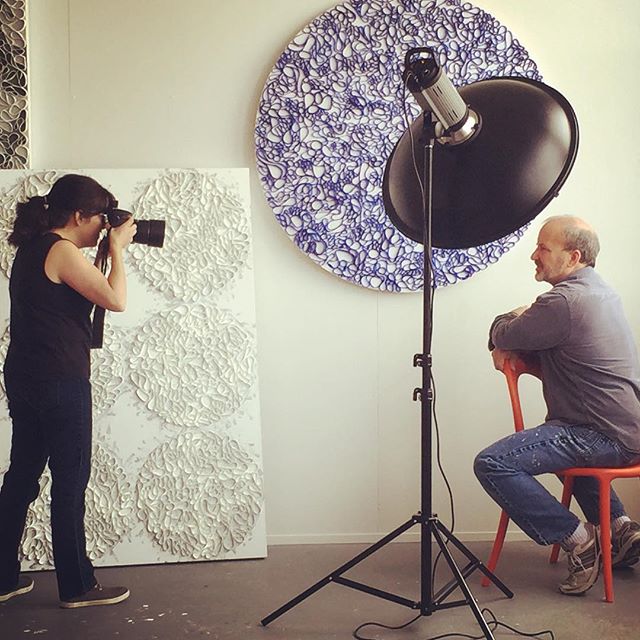 Today in the studio: photo shoot by @danaspaethphotgraphy for open studios publicity. Looking forward to seeing her work for 80 @icb_artists_association artists.
