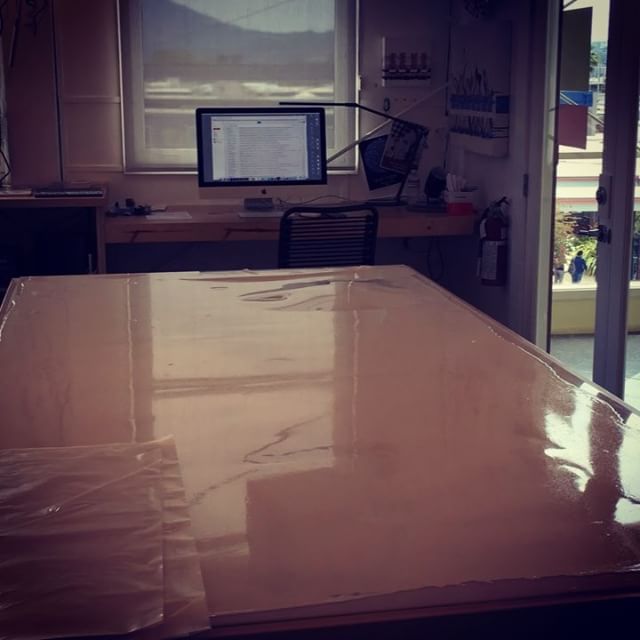 Today in the studio: time lapse of acrylic paint skins being cut into managable pieces. Creating acrylic skins is like making fabric for my pieces.