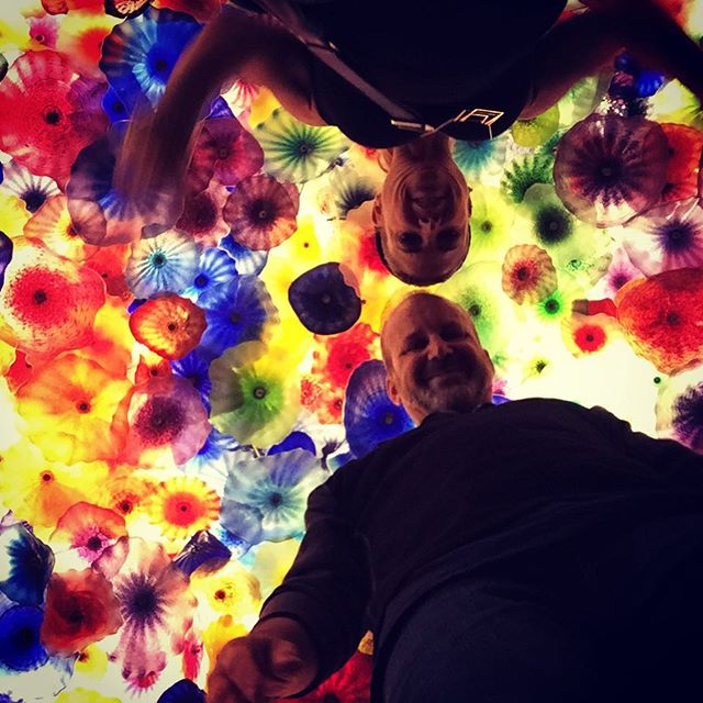 Under a sea of glass. Chihuly glass ceiling at Bellagio is a favorite to visit in a city of mostly bad and worse art projects.