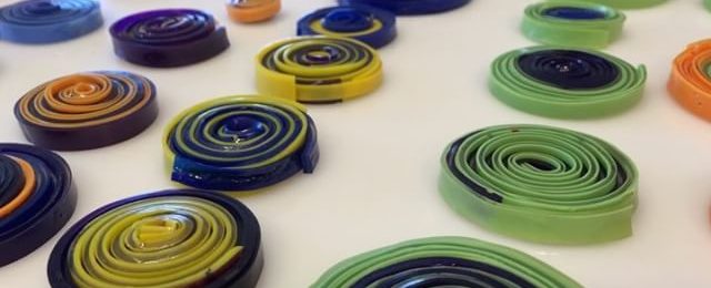 In the studio: these paint pucks were so organized I thought I better shoot a quick video before they jumped on a canvas or rolled off the table. Cranking up the speed on making hundreds of these rounds. Great to be back after a summer studio break and working on a number of pieces for upcoming shows and clients. Stay tuned for more art vids of the finished pieces. .