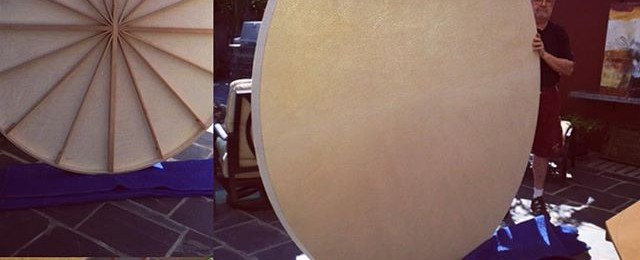 New 7′ round panels under construction in SoCal. John Calver is working hard on a few large panels for my new pieces. These panels are