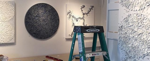 Today in the studio: hanging pieces for tomorrow’s open studios in Marin county. My studio and about 30 others at the ICB @icb_artists_association will be