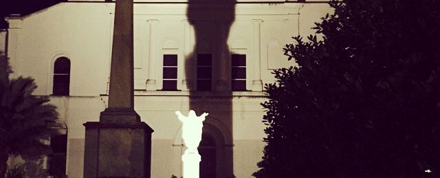 Touchdown Jesus on the back of St Louis. Cathedral in French quarter Shadow is a big element in my work. New Awlins #jazzfest #brianhuberart #shadow