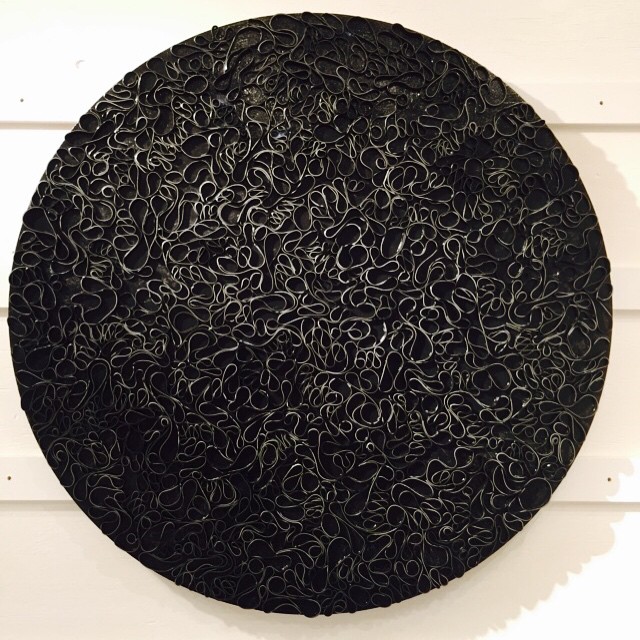 And here is the finished piece. 48" round part of Circle Back series.