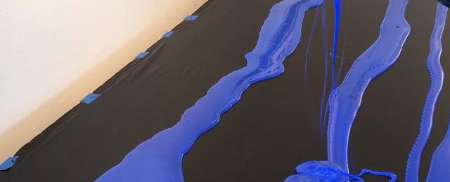 Cobalt gel pour in prep for new piece in circle back series. Yep it's gallons of Golden acrylic