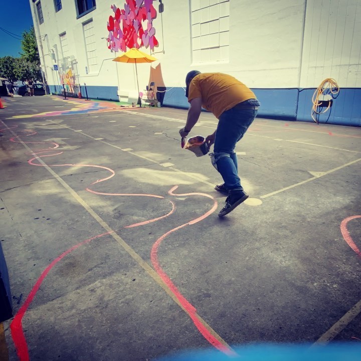 Definitely not in the studio today! Kicking my pavement mural into high gear. 1st step is rough layout of the design then color added later this week. What else is there to do on a sunny Memorial Day in  San Francisco when almost everything is closed. Stay tuned for some more progress pics. .
.
.
.
.
.
.

#muralart #wip #layout #scaleup #muralpainting #brianhuberart #umbrellaalleysf #layout #streetart #workinprogress #wallmurals #pavementart #timelapseart #timelapse #muralartist #wallmurals #spraypaintart #sprayart #spraypaintartist #montanacans #muralsdaily  #greetingsfromsanfrancisco #toptraveldestinations #muralchaser #muralsart