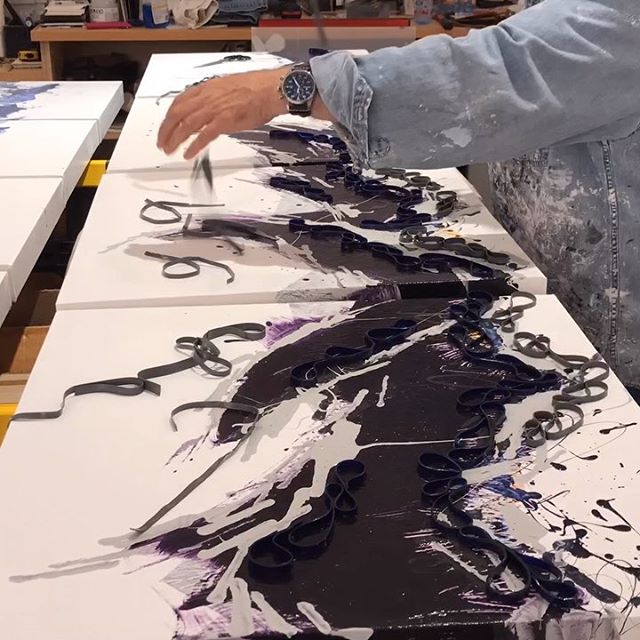 In the studio: Last piece of four coming together for @marinopenstudios Timelapse of a four panel work in progress. This is my 3rd piece in this style and will have all of them on the wall this weekend. 24x96 (60x243cm) piece. These series of paintings start with multiple undercoats and textures. Come see me on my studio the next two weekends. @marinopenstudios at the @icbartists Icb art studios in Sausalito. Opening party Friday night May 3rd 6 to 9 pm and open studios Saturday and Sunday 11 am to 6 pm May 4 & 5 and 11 & 12 . 50 artists showing in one amazing building.
.
.
Thanks for the follows and comments on Instagram-.
.
.