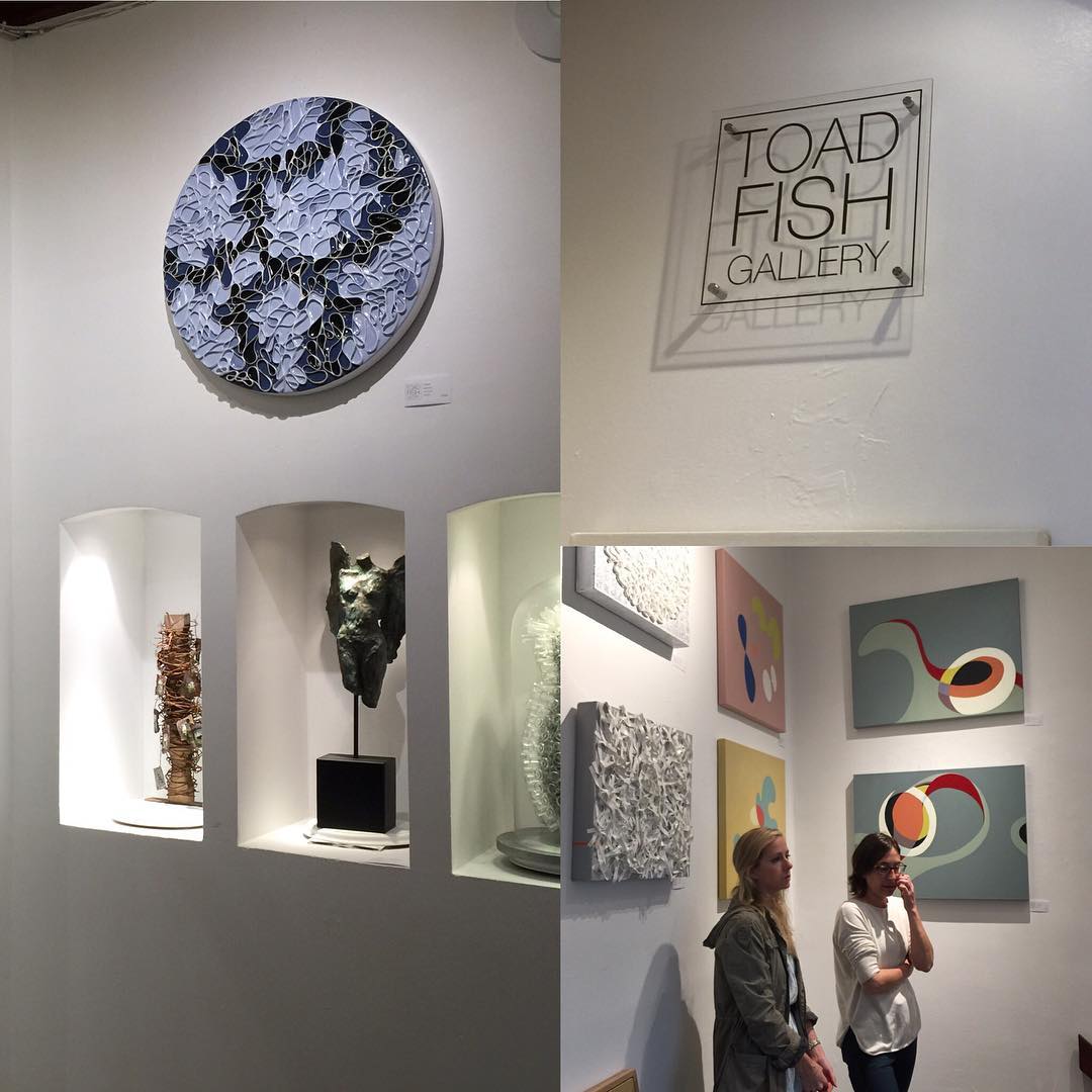 My paintings are installed at new @toadfishgallery in Sausalito.  Great to see this new gallery supporting contemporary local artists. Opening event is tomorrow from 5 to 8 pm. Stop in if you are in Marin. #artgallery #artshow #opensoon #toadfishgallery #abstractartist #sausalito #studiovisit #artshow #gallery #galleryvisit