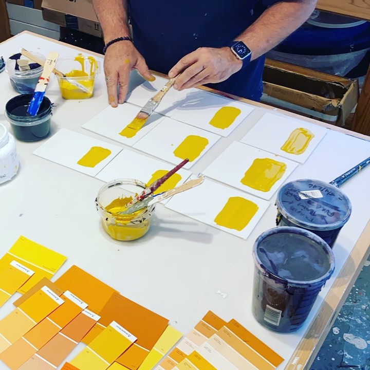 Sunday in the studio: Color samples for a upcoming commission project. Two coats to give the color some depth then off for review and approval.
.

Grateful that some projects are moving forward and there is work to be done. 
.
.
.
.
.
.

#artstudiovisit #paintpalette #artcollector #studiotime #studioflow #artstudio #artistslife #abstractpainter  #painterslife #paintmixing #brianhuberart #artvideo #workinprogress #bayareaart #arttimelapse #artconsultant #wip #sanfranciscoartist #goldenpaints  #timelapse #inthestudio  #acrylicpainting #paintingvideo #artconsultants #palette #icbartists #samples #paintsamples #color #danielfineartservices