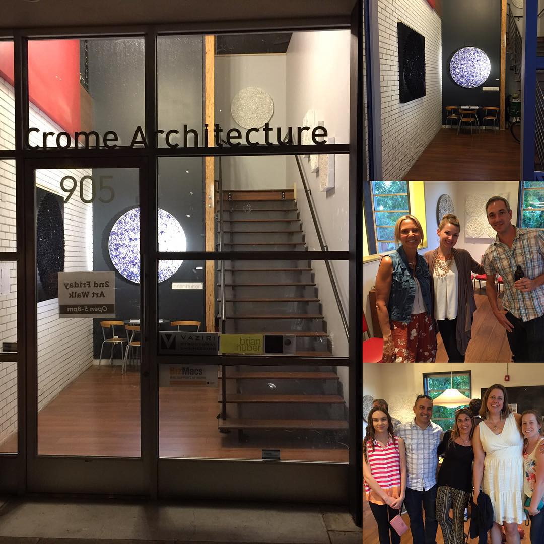 Thanks to Crome Architecture for hosting my 2nd Friday's Art Walk opening reception  in San Rafael. Thanks to all for stopping in tonight. Show is up until the end of August #abstract #2ndfridayartwalk #brianhuberart #openstudios #cromearchitecture #sfartist #art #roundcanvas