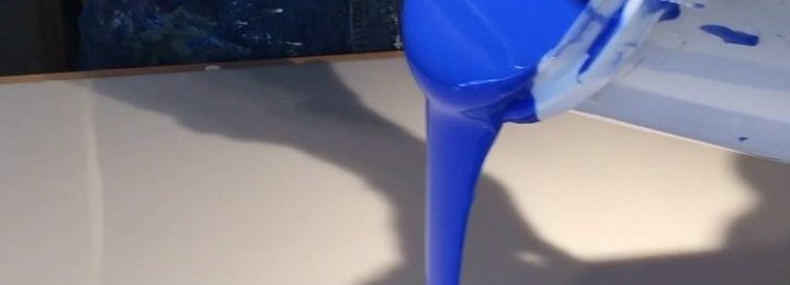 Today in the studio: Video of pouring of 2 gallons of ultramarine and anthraquinone blue gel. This p